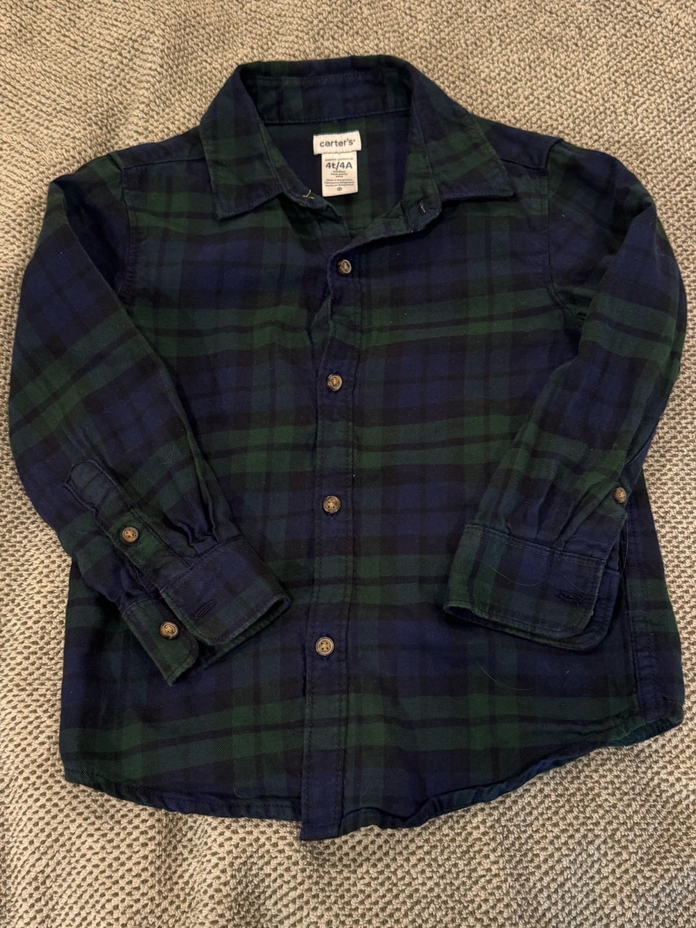 Carter's Green & Blue Plaid Button-Down Shirt